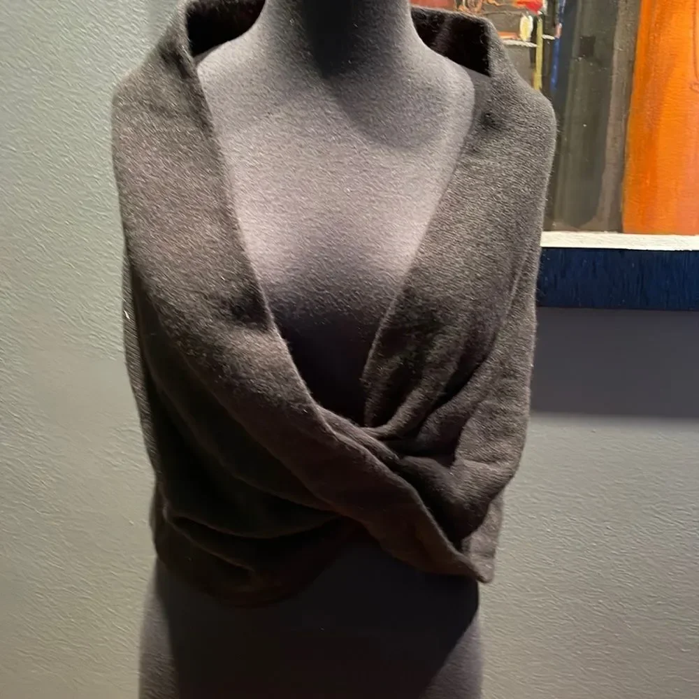 Lauren Ralph Lauren black lambs wool/rabbit hair/nylon blend twisted wrap.